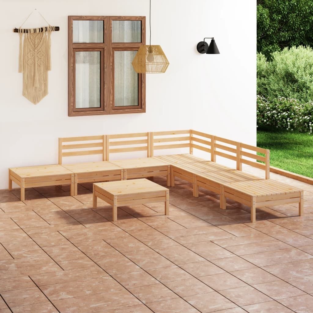 8 Piece Garden Lounge Set Solid Pinewood