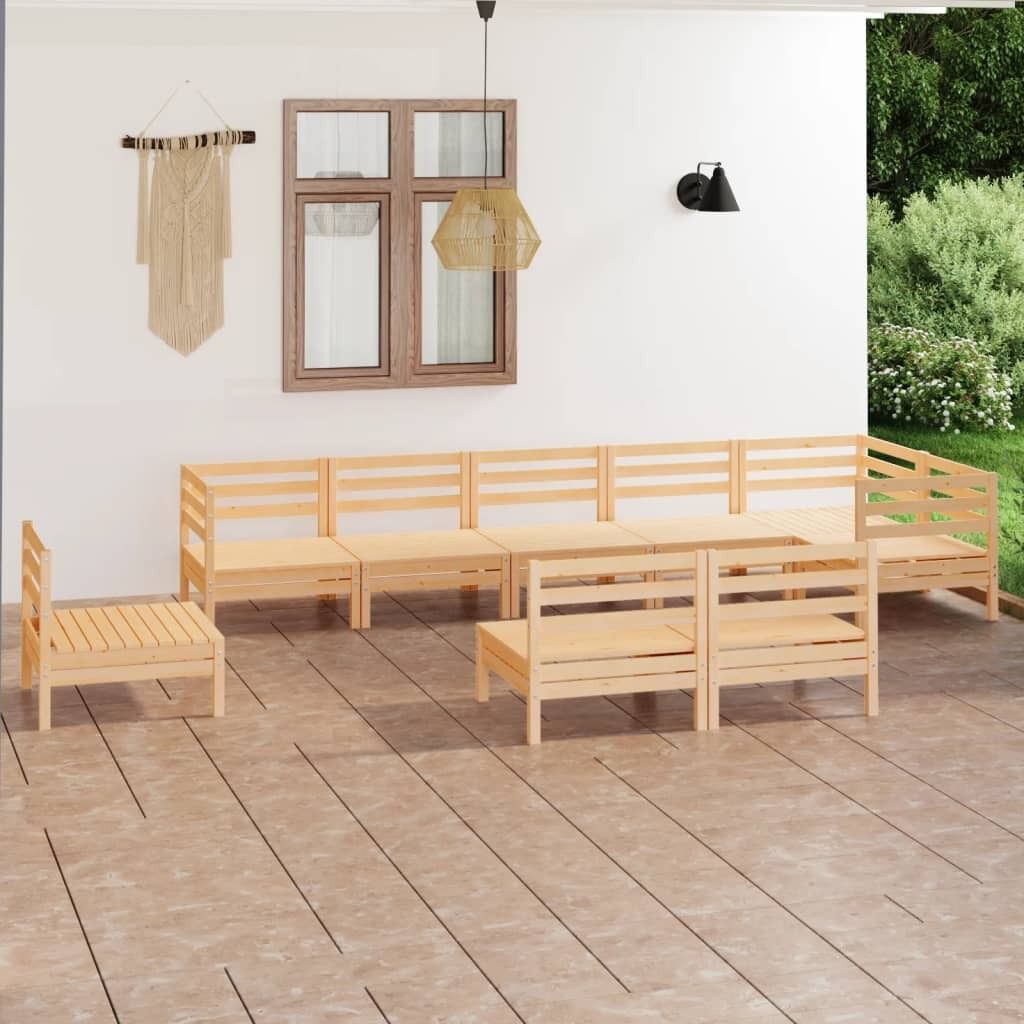 9 Piece Garden Lounge Set Solid Pinewood