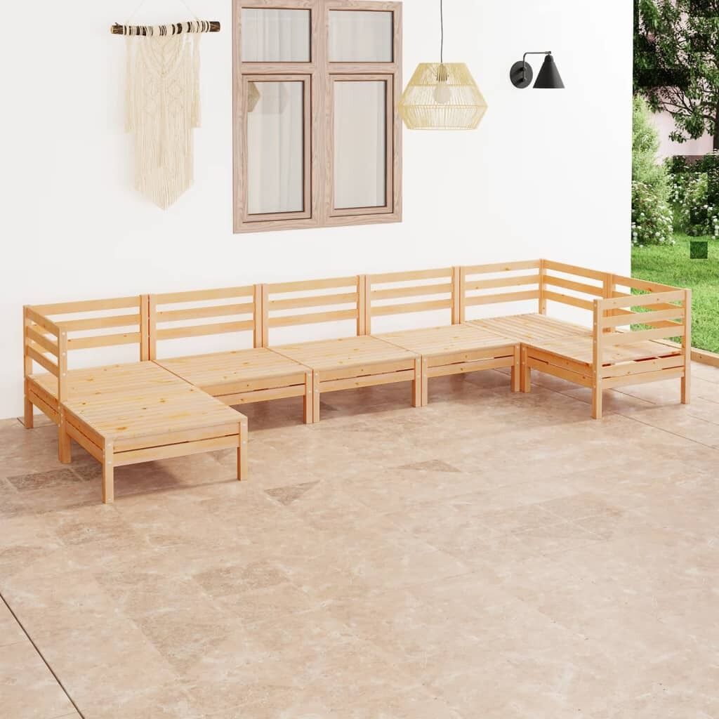 7 Piece Garden Lounge Set Solid Pinewood