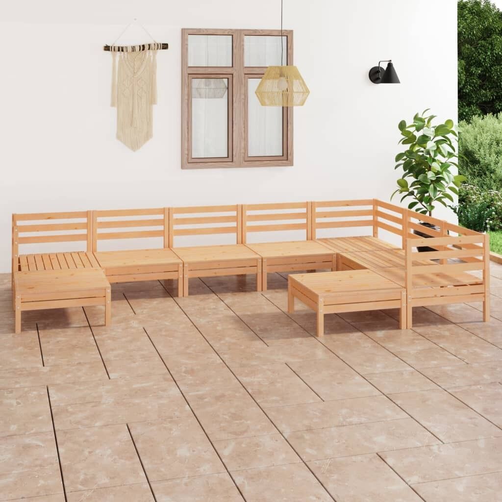 9 Piece Garden Lounge Set Solid Pinewood
