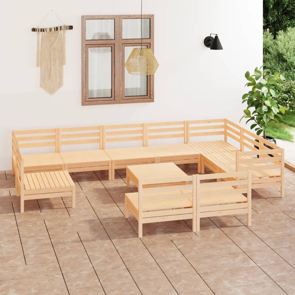 11 Piece Garden Lounge Set Solid Pinewood