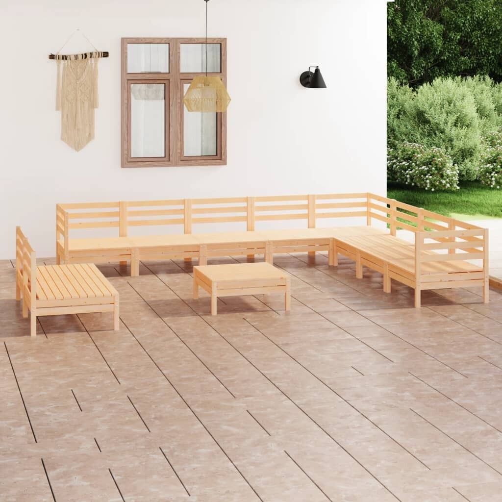 11 Piece Garden Lounge Set Solid Pinewood