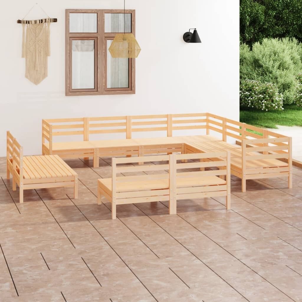 11 Piece Garden Lounge Set Solid Pinewood