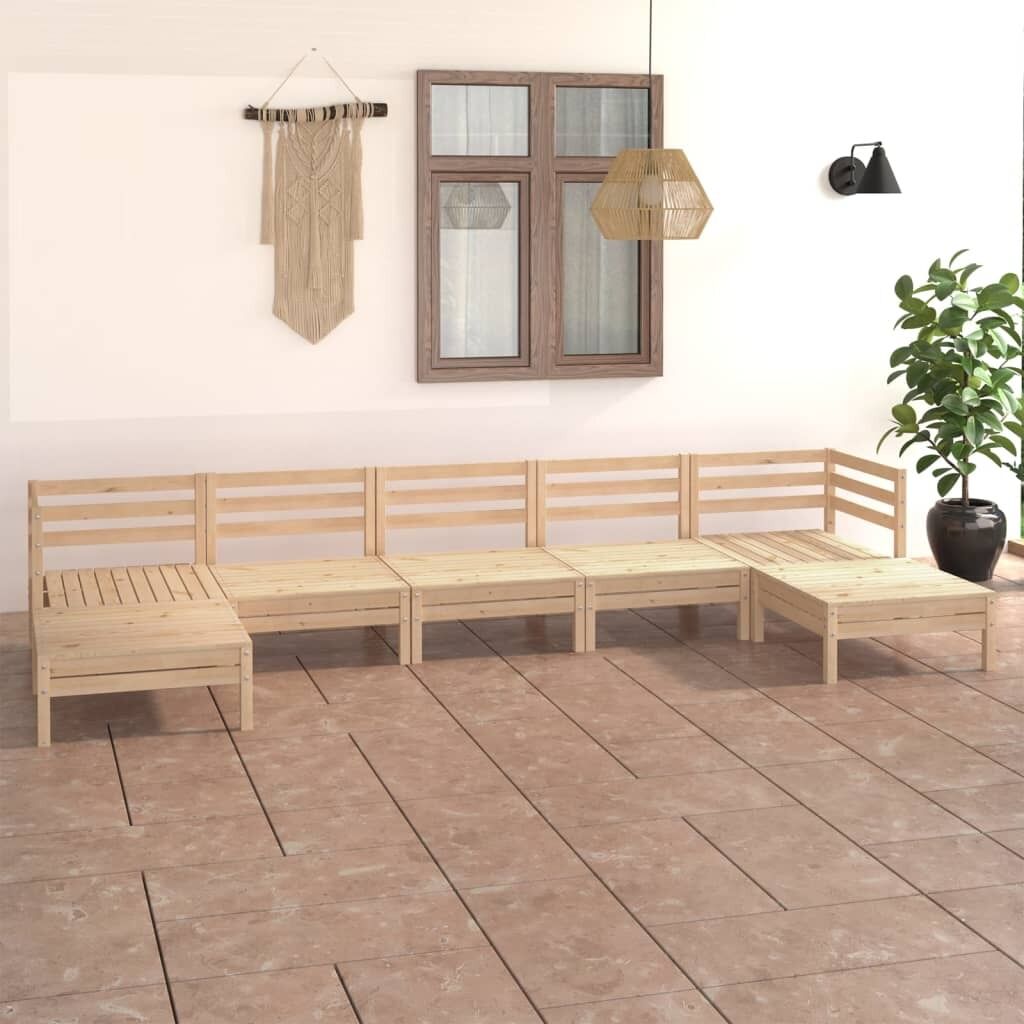 7 Piece Garden Lounge Set Solid Pinewood