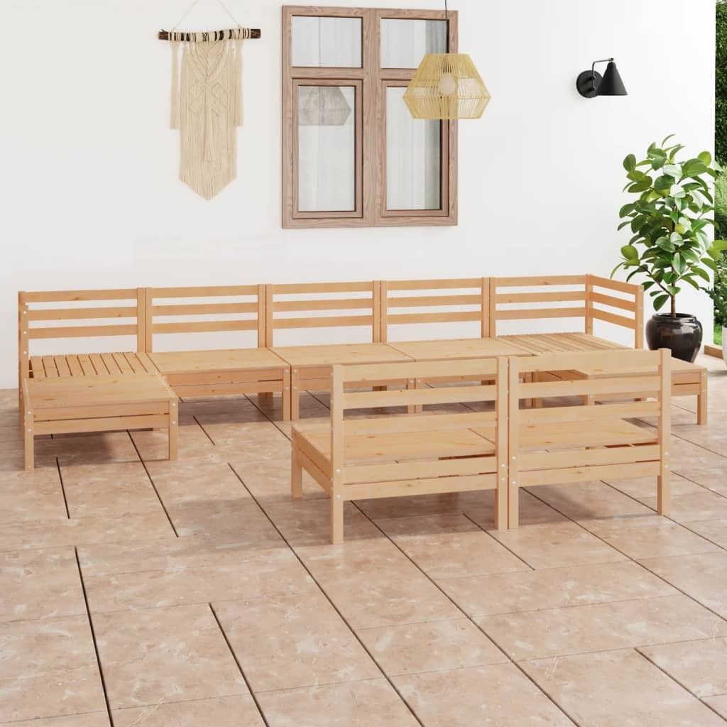 9 Piece Garden Lounge Set Solid Pinewood