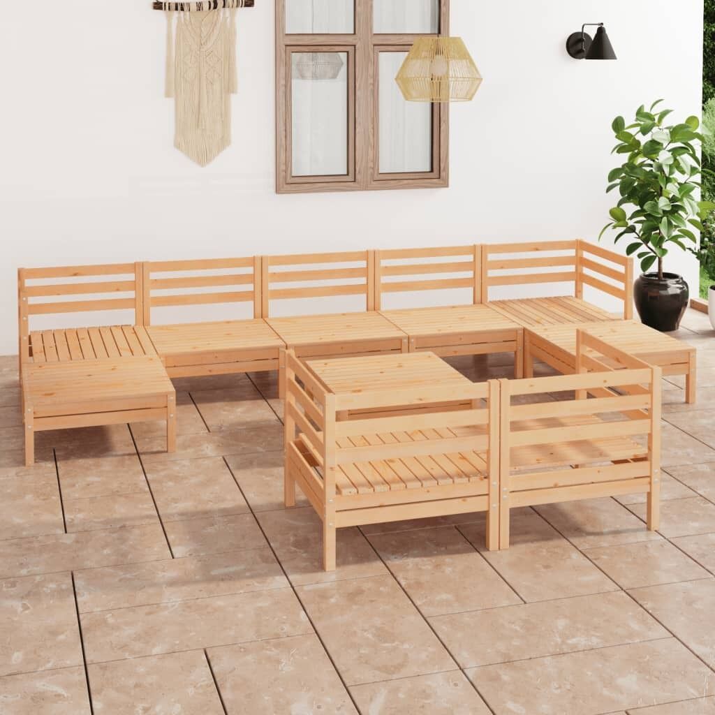10 Piece Garden Lounge Set Solid Pinewood