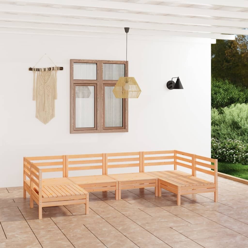 6 Piece Garden Lounge Set Solid Pinewood