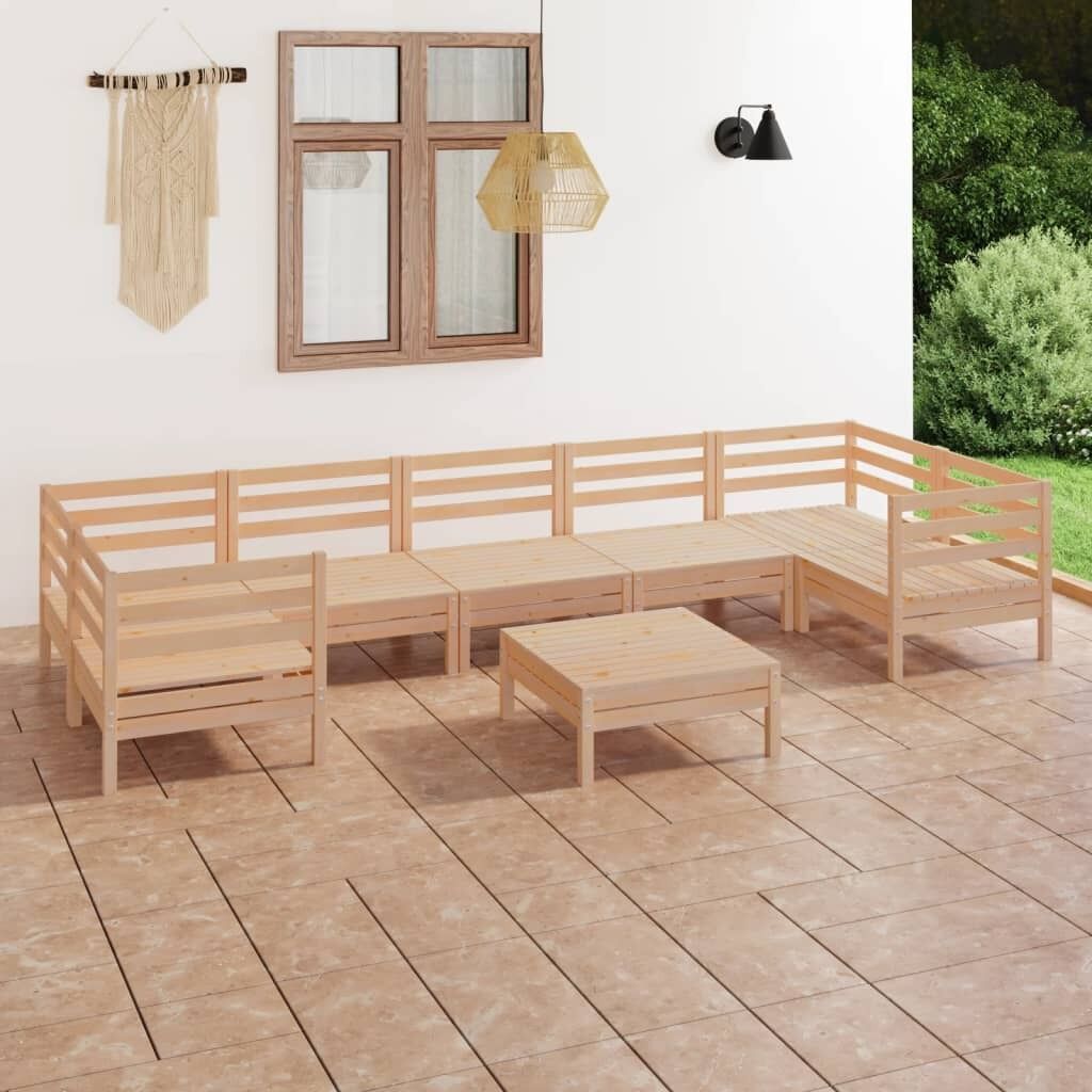 8 Piece Garden Lounge Set Solid Pinewood