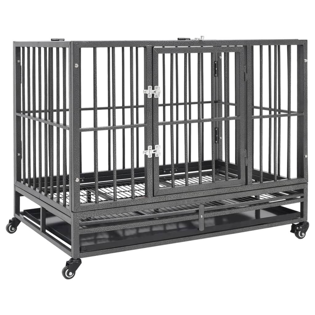Dog Cage with Wheels Steel