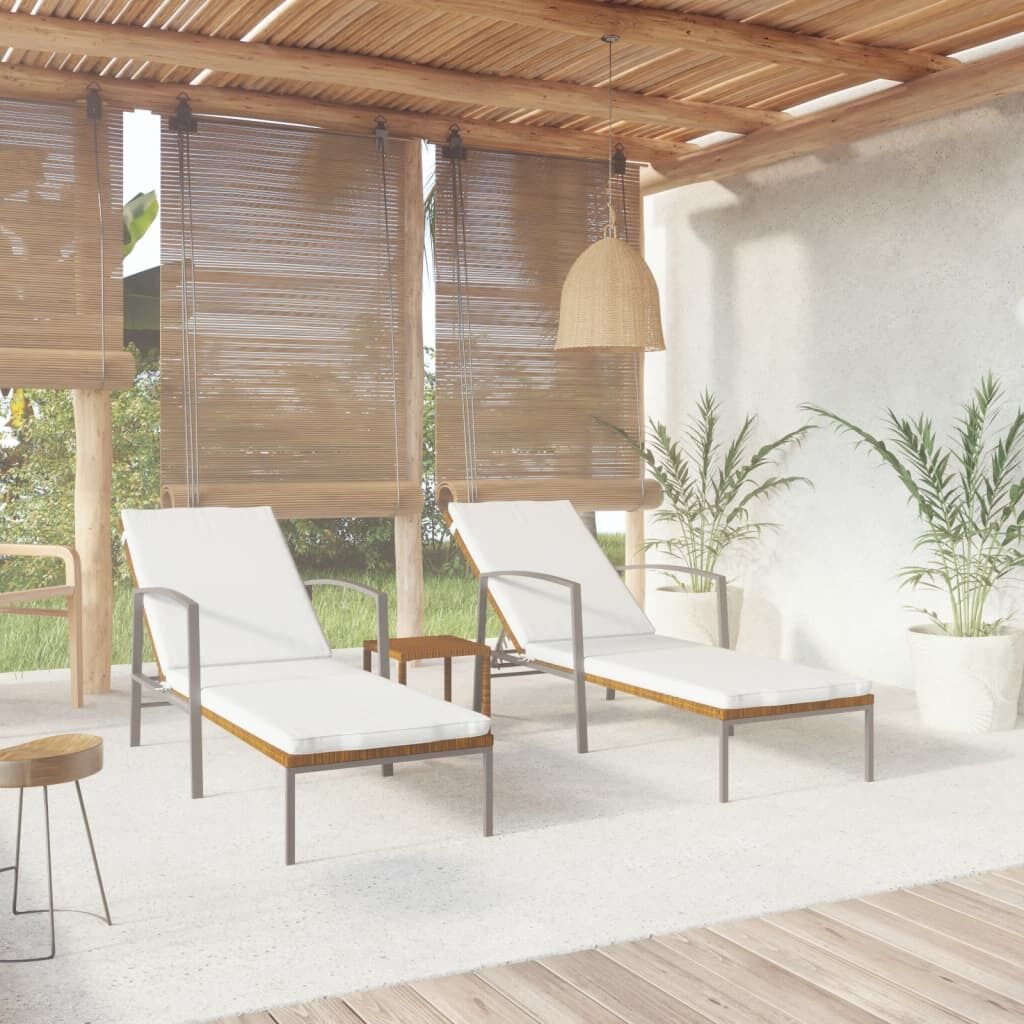 Sun Loungers 2 pcs with Table Poly Rattan