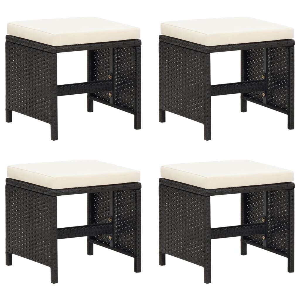 Garden Stools 4 pcs with Cushions Poly Rattan