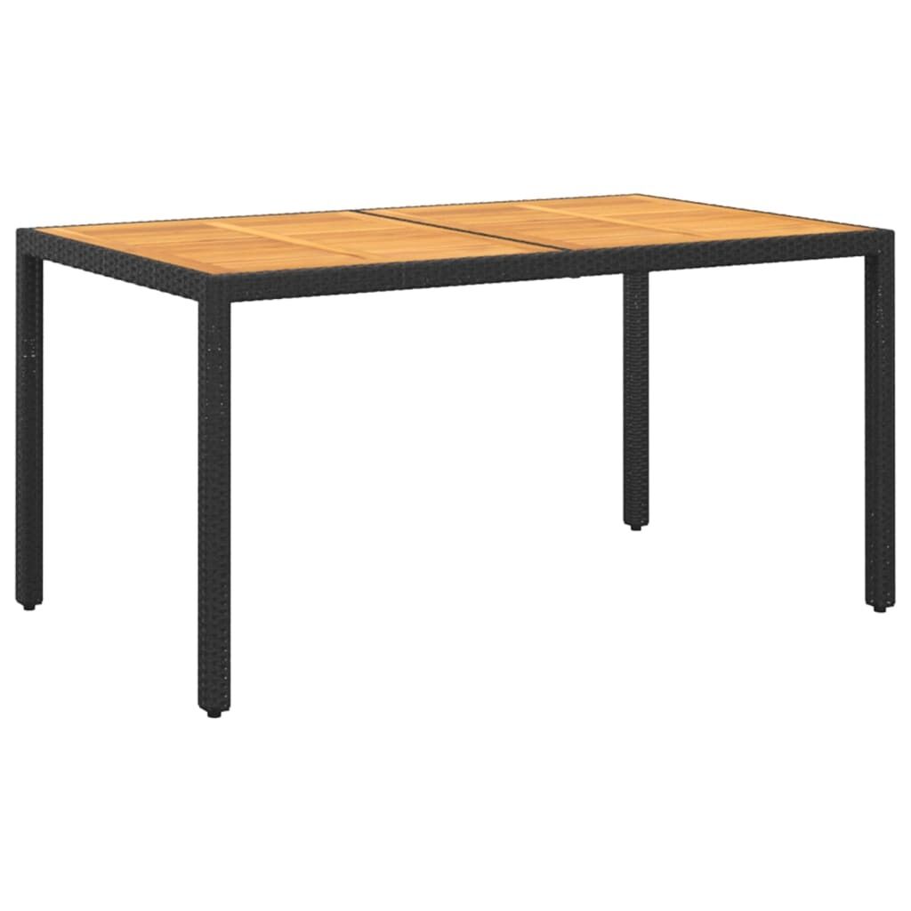 Garden Table 150x90x75 cm Acacia Wood and Poly Rattan