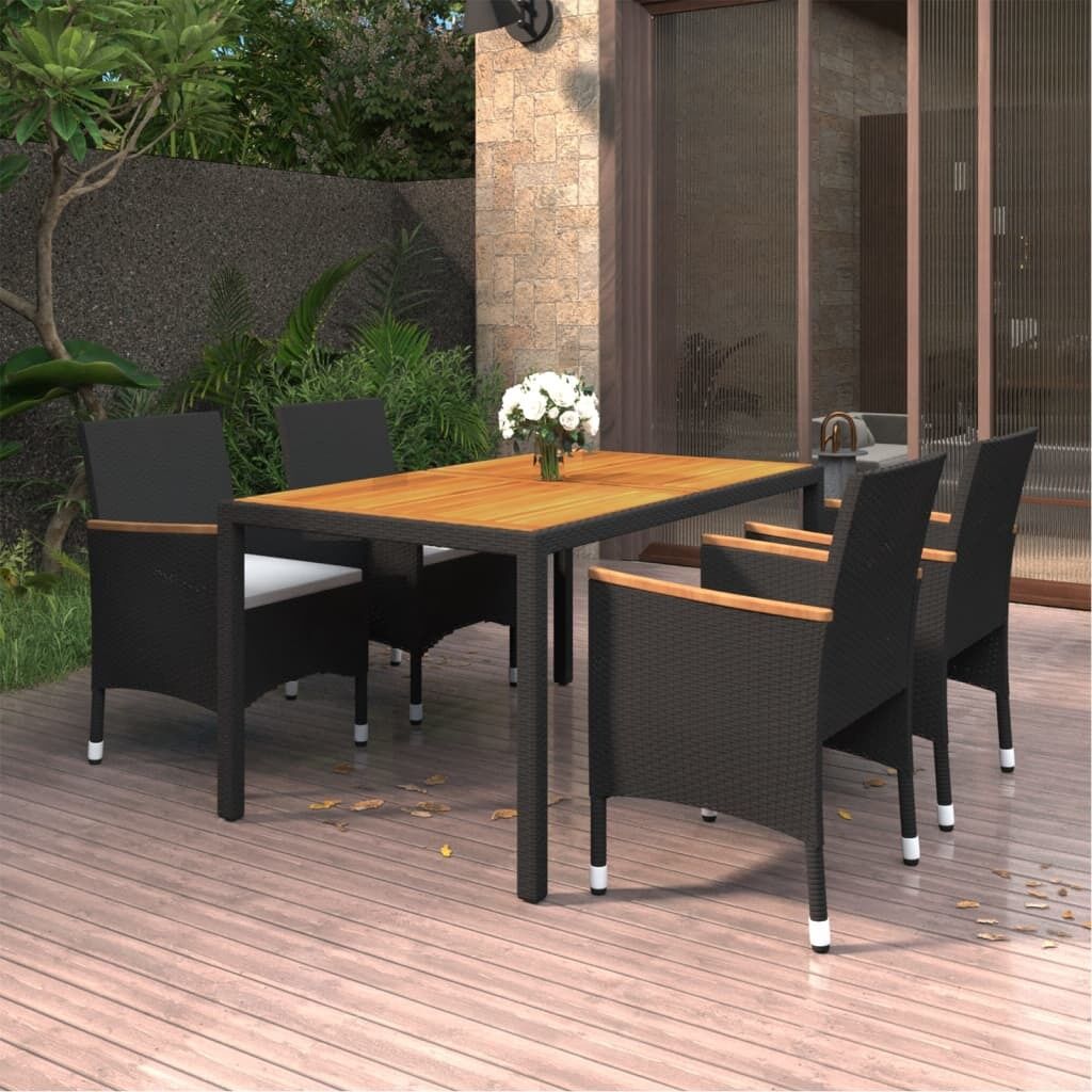 5 Piece Garden Dining Set Poly Rattan