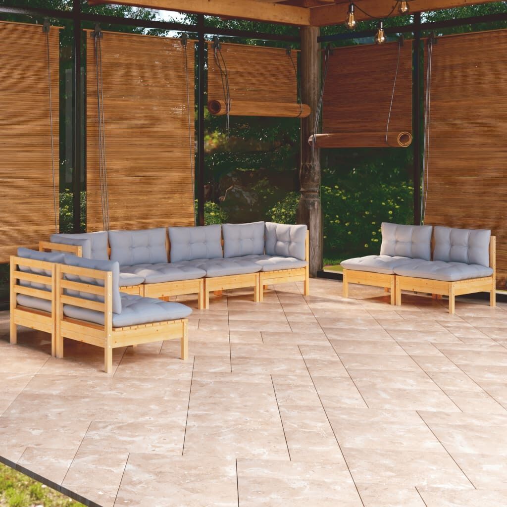 8 Piece Garden Lounge Set with Cushions Solid Pinewood