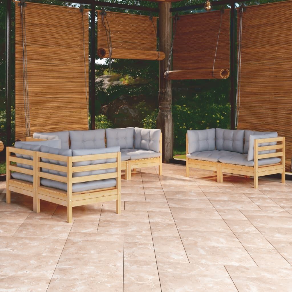 7 Piece Garden Lounge Set with Cushions Solid Pinewood