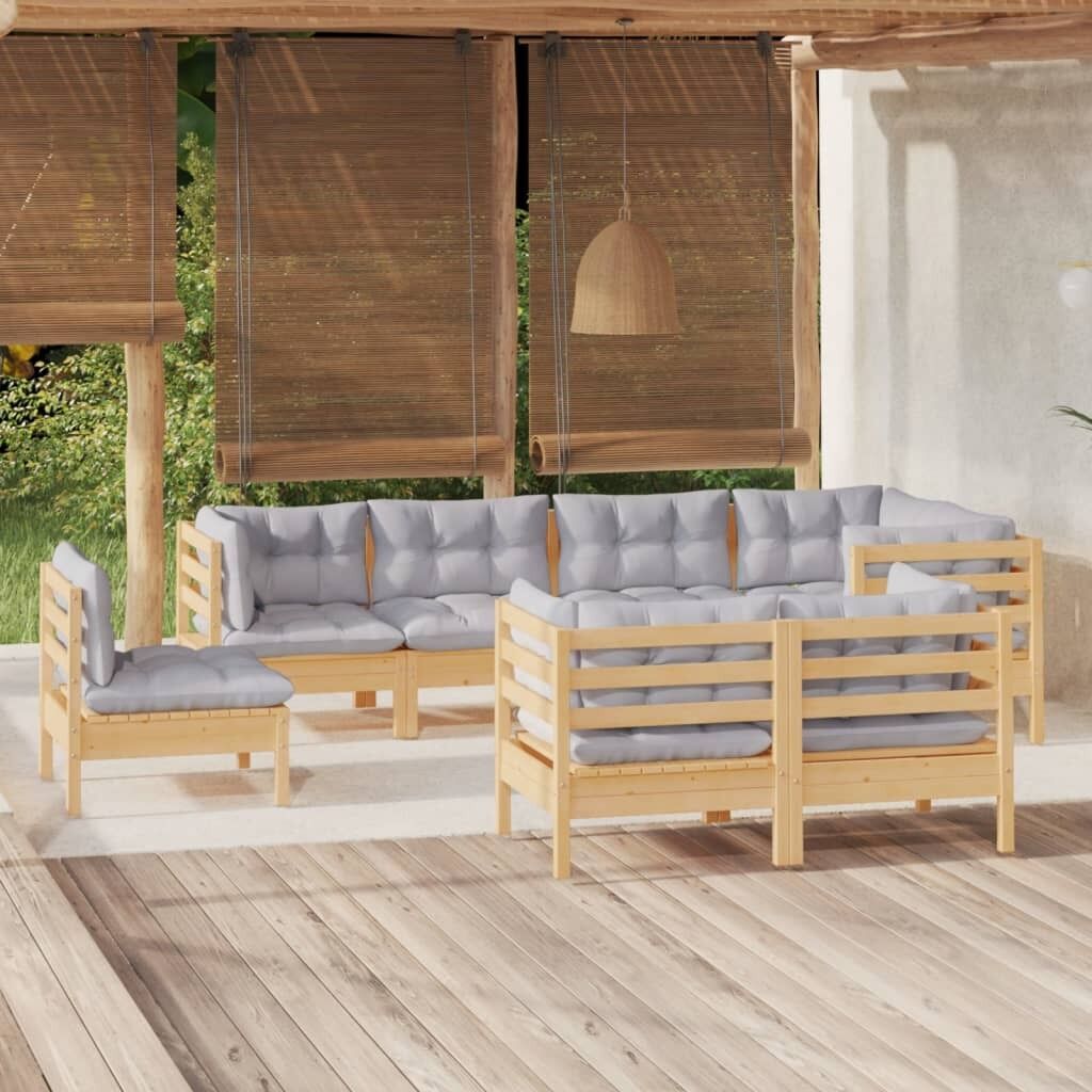8 Piece Garden Lounge Set with Cushions Solid Pinewood