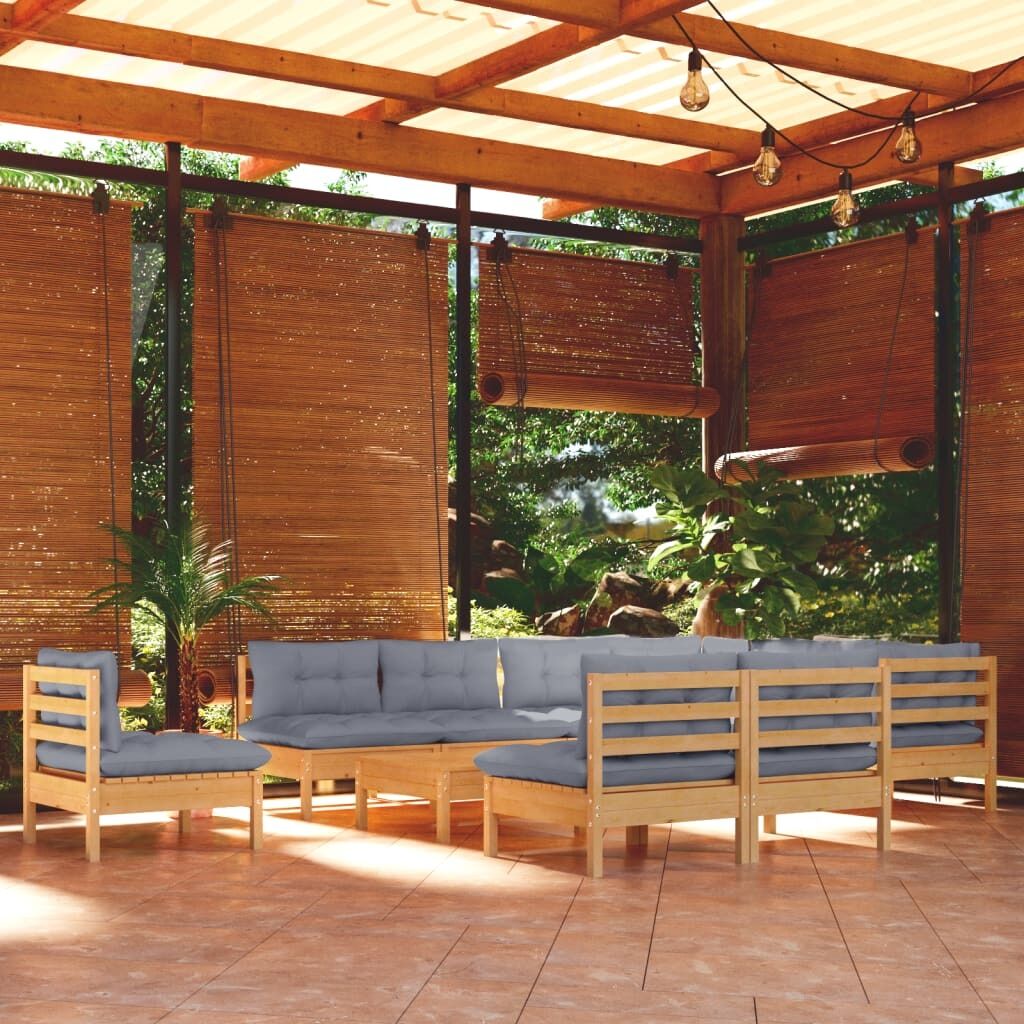 11 Piece Garden Lounge Set with Cushions Solid Pinewood