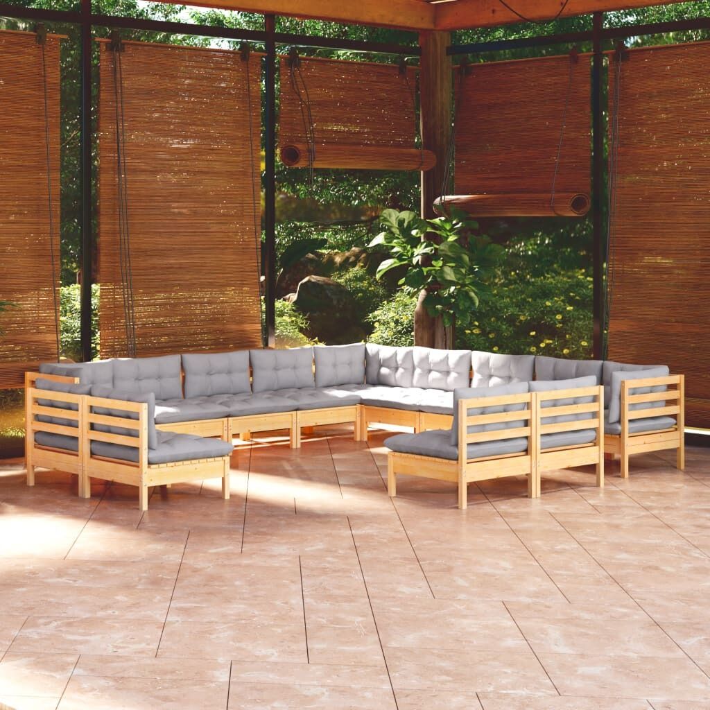 13 Piece Garden Lounge Set with Cushions Solid Pinewood
