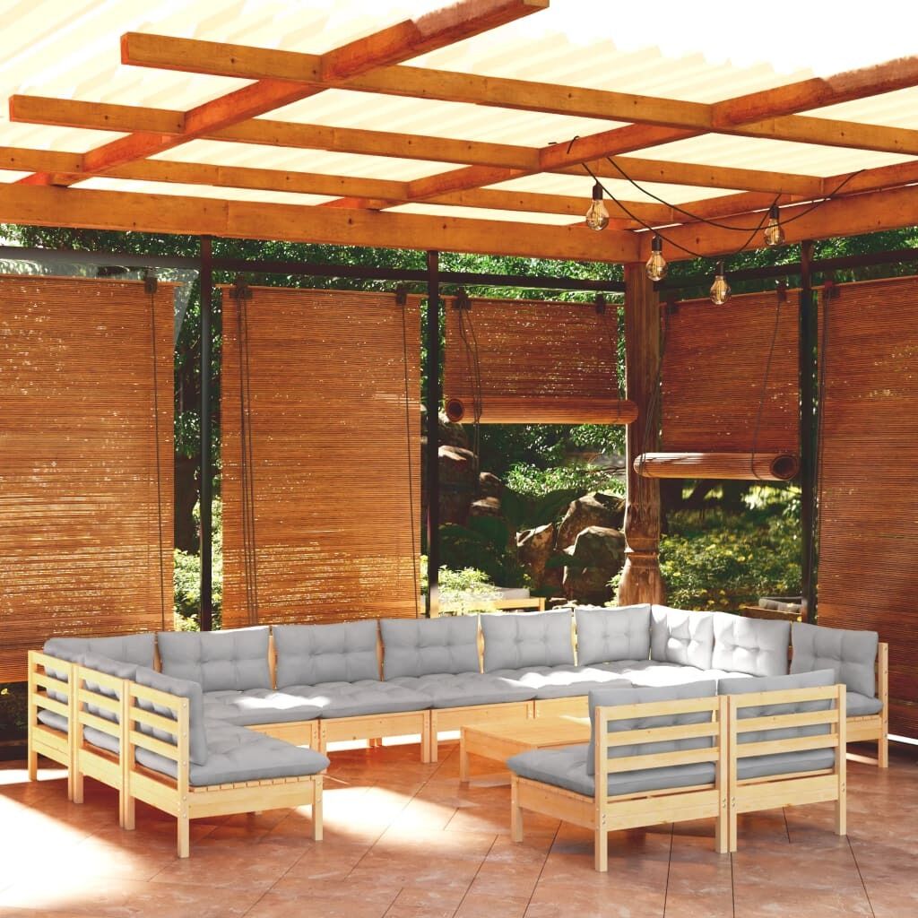 13 Piece Garden Lounge Set with Cushions Solid Pinewood