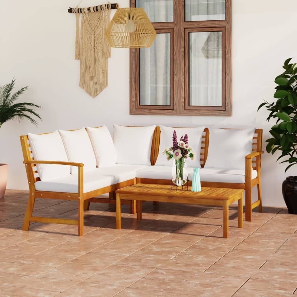 Garden Lounge Set with Cushion Solid Acacia Wood