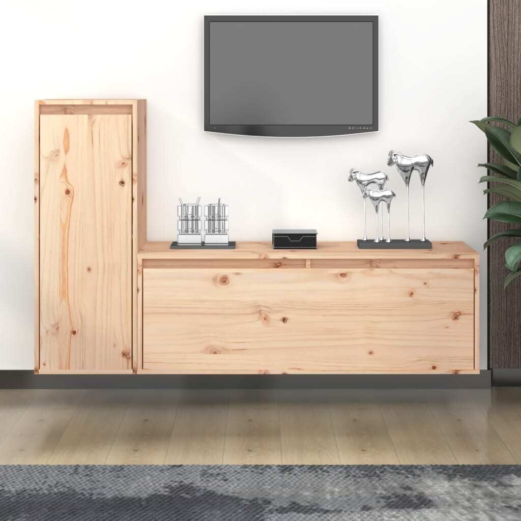 Pemberton TV Cabinets 2 pcs Solid Wood Pine