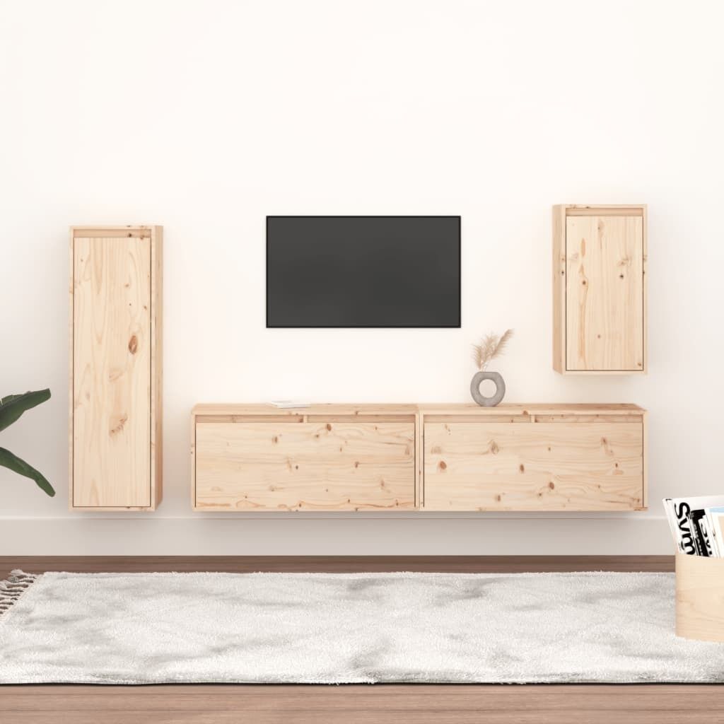 Greta TV Cabinets 4 pcs Solid Wood Pine