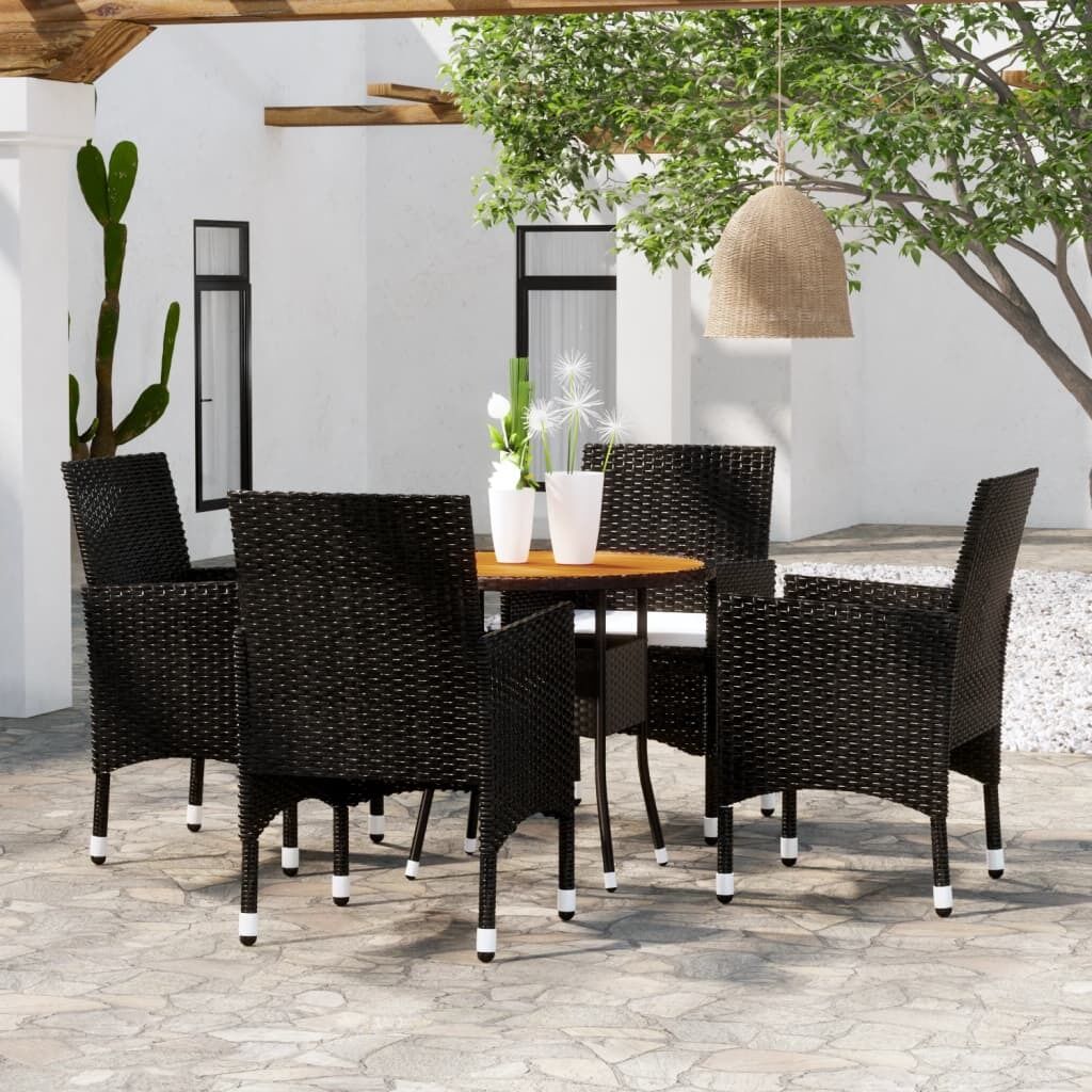 5 Piece Garden Dining Set Poly Rattan