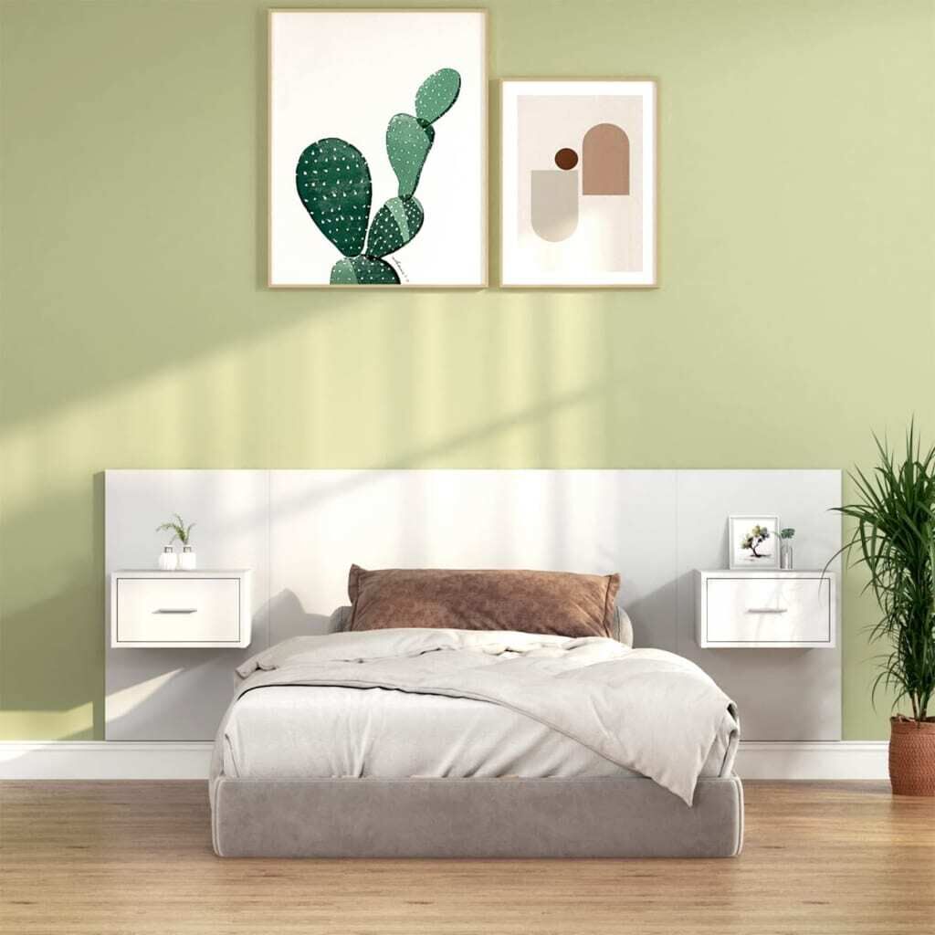 Bed Headboard with Cabinets Engineered Wood