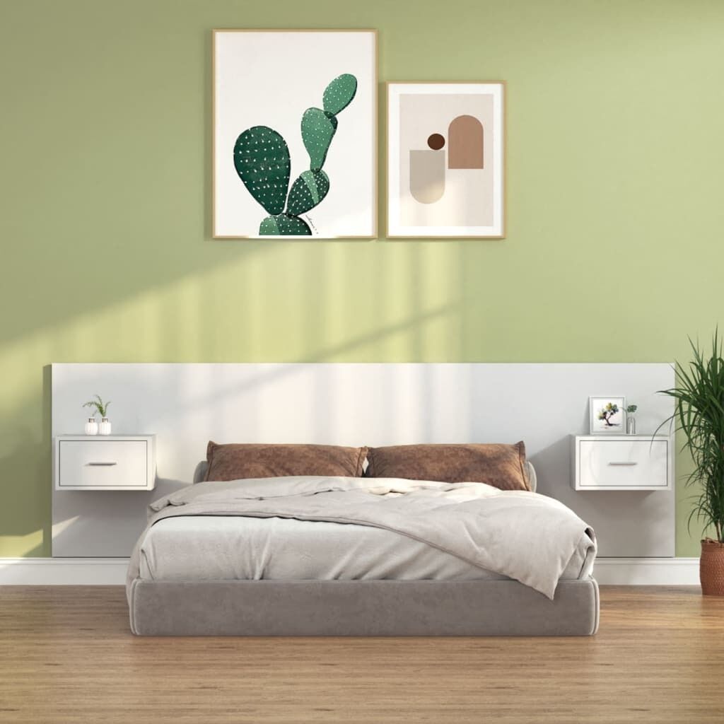 Bed Headboard with Cabinets Engineered Wood