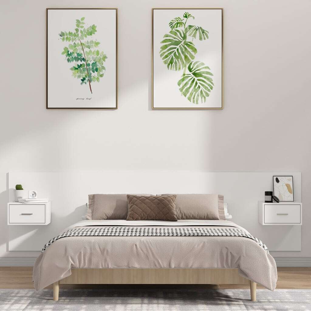 Bed Headboard with Cabinets Engineered Wood