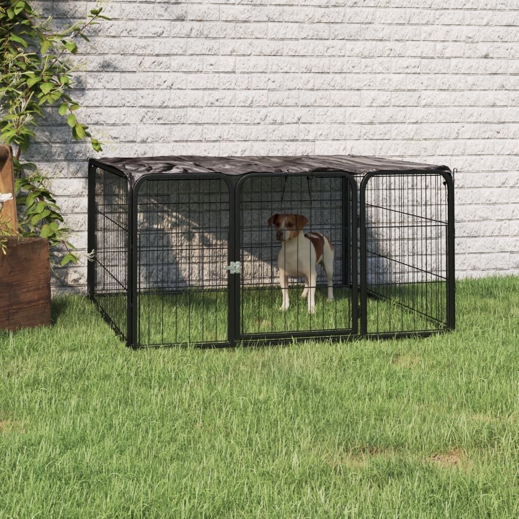 Dog Playpen Black Powder-coated Steel 100 by 50 cm Dog Crates & Playpens