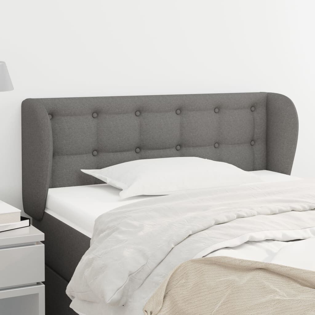 Headboard with Ears Dark Grey Fabric