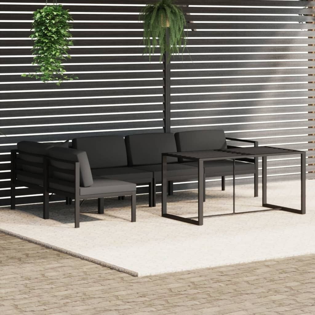 Garden Lounge Set with Cushions Aluminium Anthracite