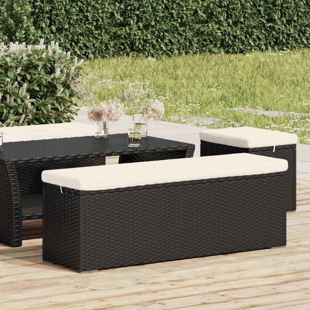 Ottoman Bench with Cushion 110x30x40 cm Poly Rattan