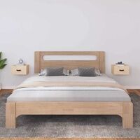 Vorelu Wall-Hung Pine Bedside Cabinet Pair