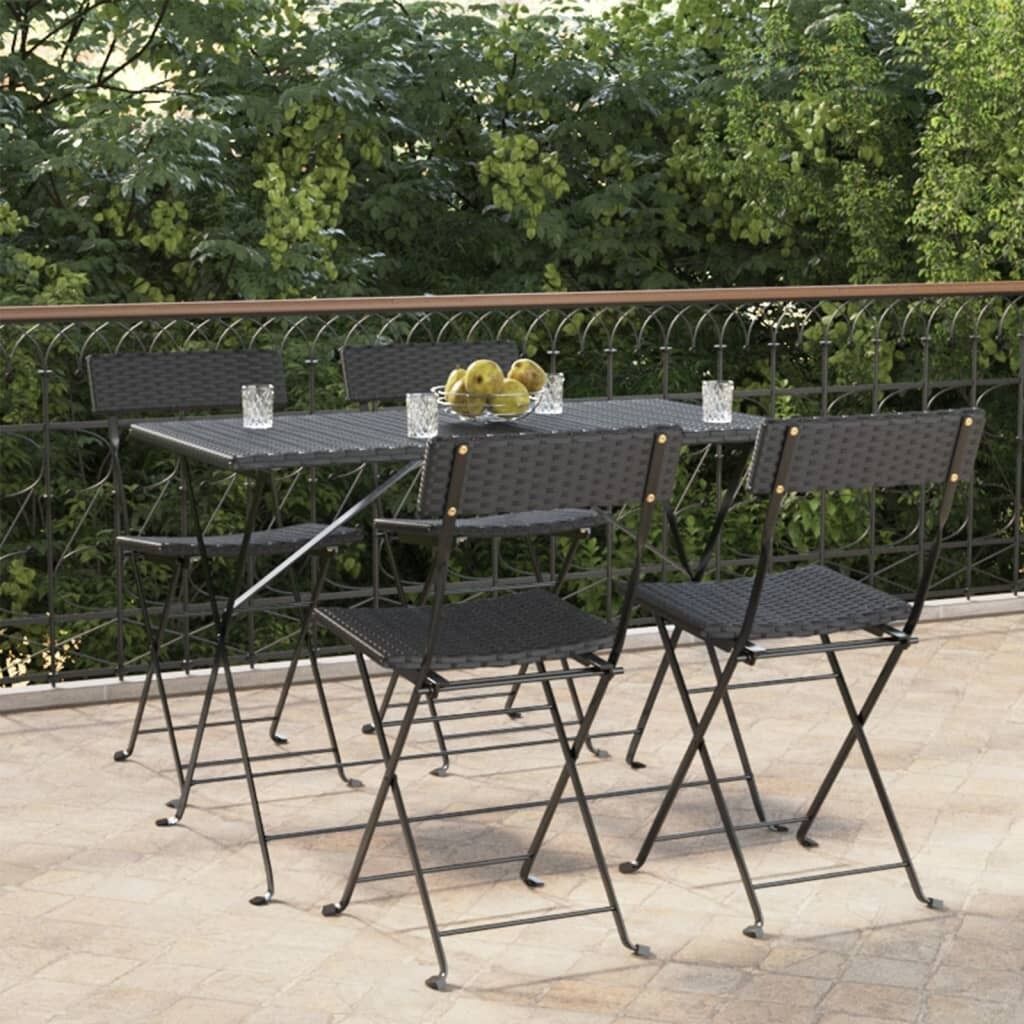 Folding Bistro Chairs Poly Rattan and Steel