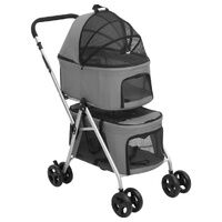 Twin-Compartment Folding Pet Stroller