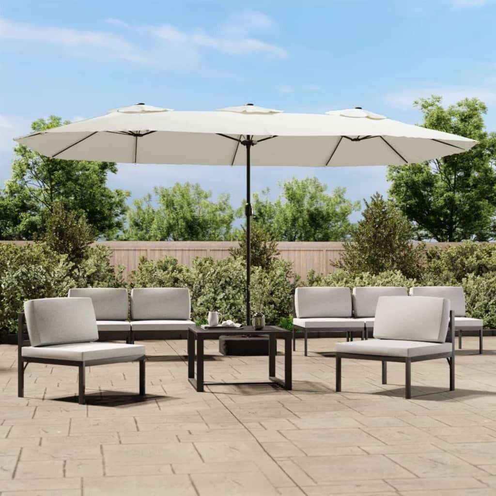 Double-Head Parasol with LEDs 449x245 cm