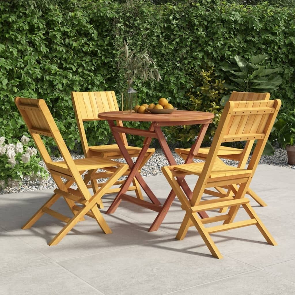 5 Piece Garden Dining Set Solid Teak Wood