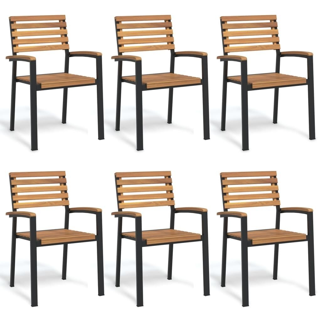 Stackable Garden Chairs Solid Wood Acacia and Metal