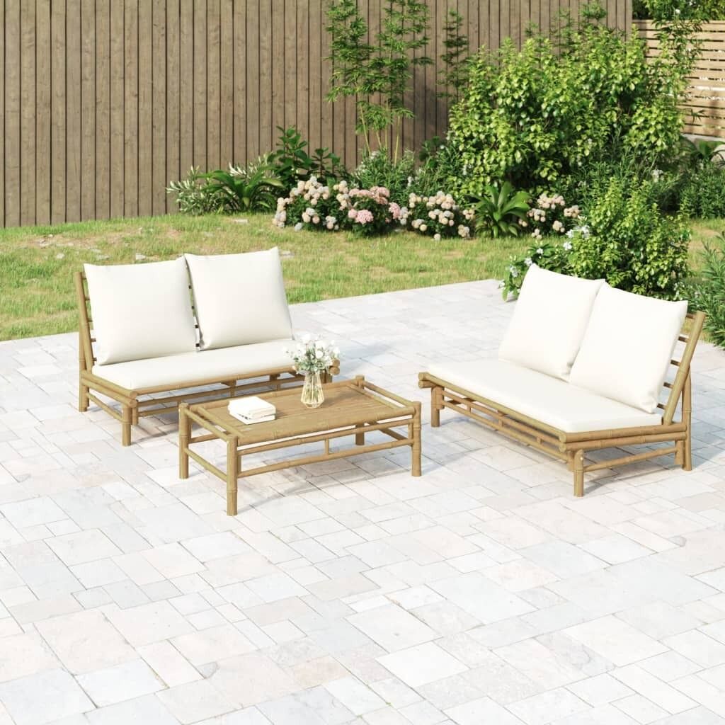 Garden Bench with Cushions Bamboo