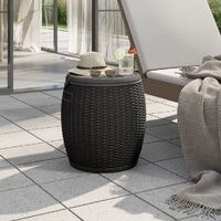 Rattan-Look Outdoor Storage Stool and Ice Cooler