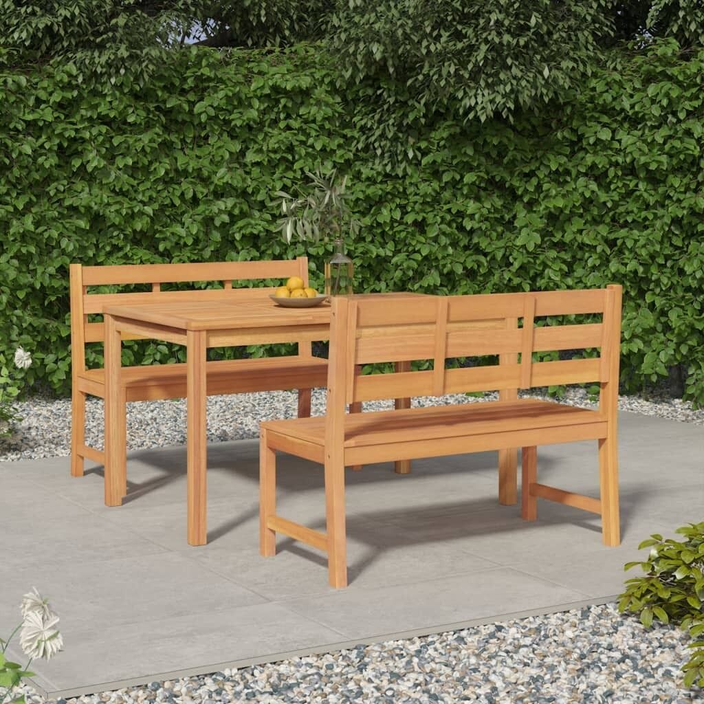 3 Piece Garden Dining Set Solid Teak Wood