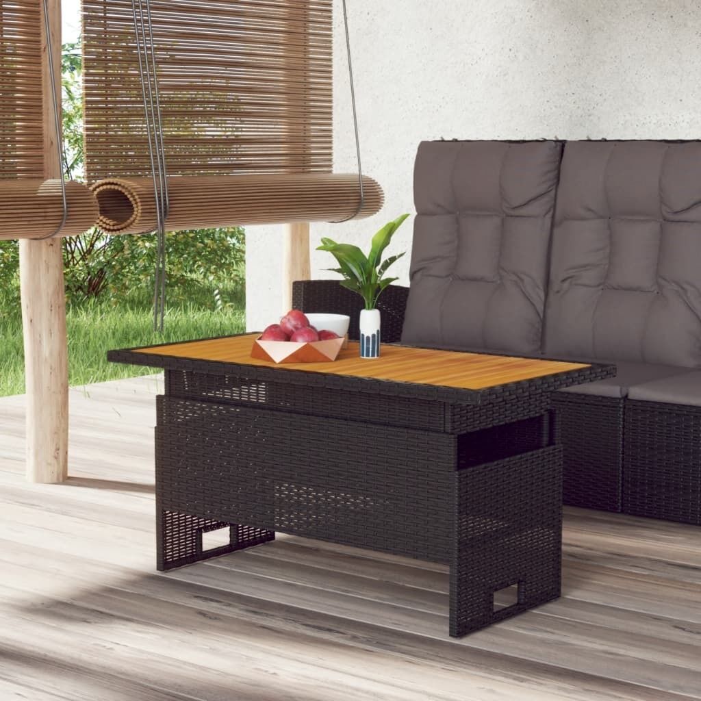 Garden Table 100x50x43/63 cm Solid Wood Acacia&Poly Rattan