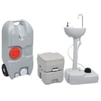 Bellows-Flush Camping Toilet and Foot-Pump Wash Kit