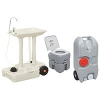 Level-Indicator Camping Toilet and Foot-Pump Wash Station Kit