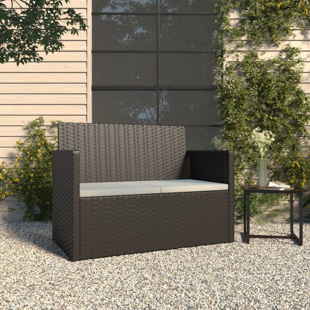 Garden Bench with Cushions 105 cm Poly Rattan
