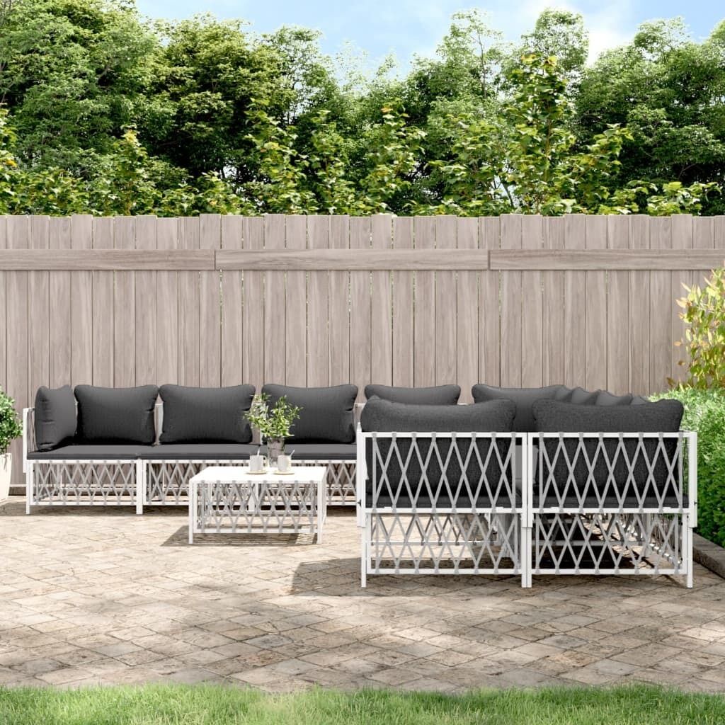 9 Piece Garden Lounge Set with Cushions Steel