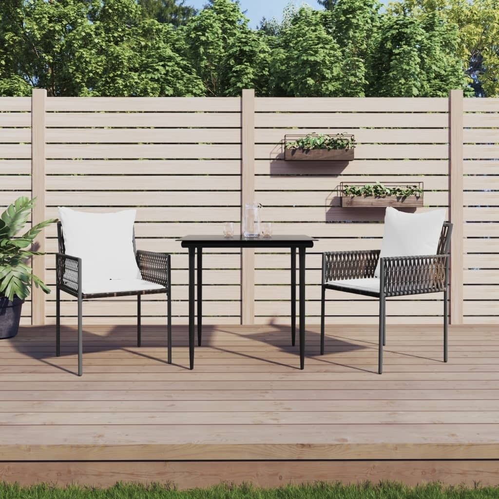 Garden Dining Set with Cushions Poly Rattan and Steel