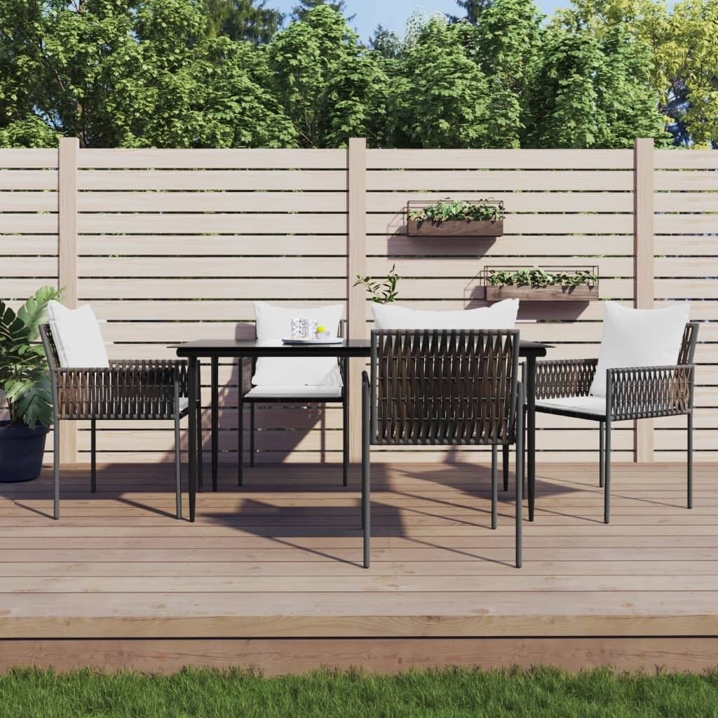 Garden Dining Set with Cushions Poly Rattan and Steel